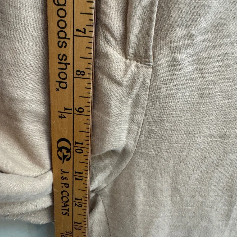 Zara Womens Tan Beige Linen Blend High Waisted Straight Leg Pants Size L